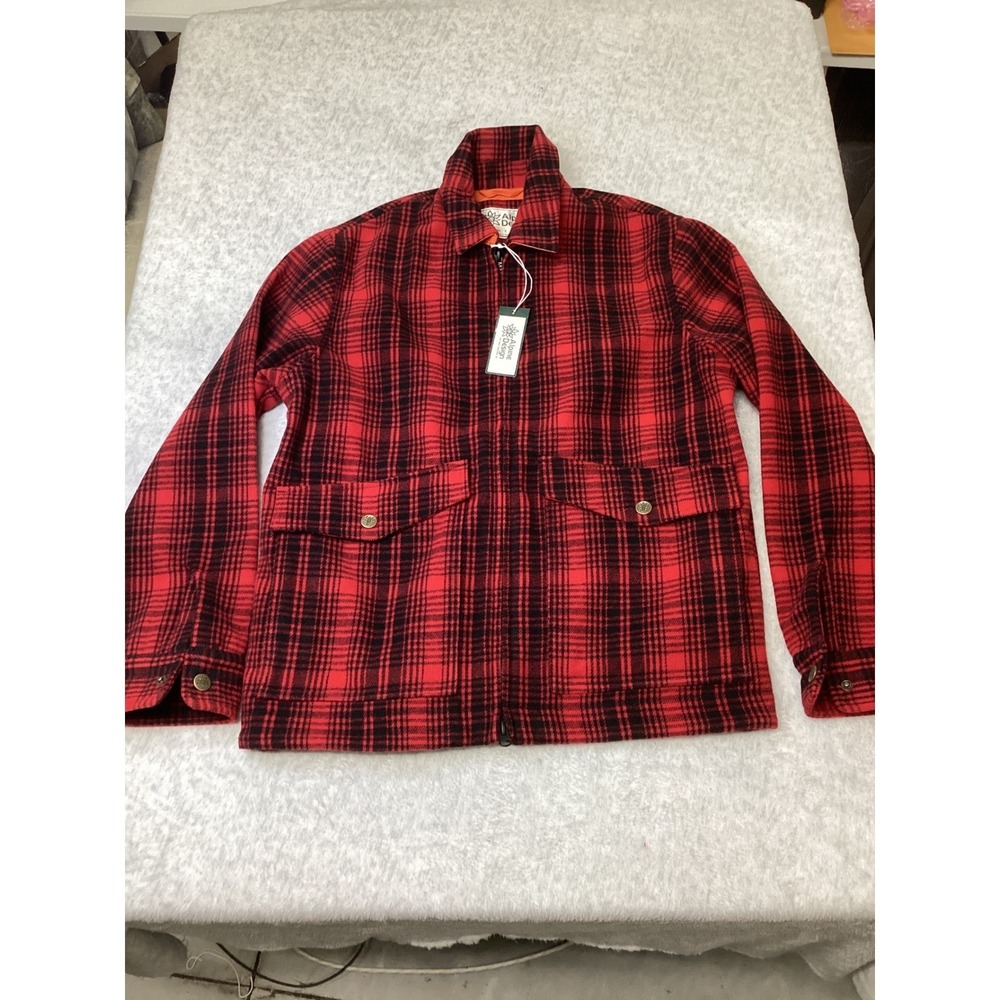Alpine Design Mens Willard Plaid Wool Blend Zip Up Jacket Red Black ADM06 M